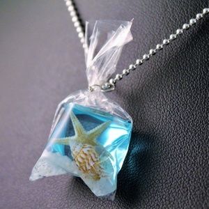 Blue Starfish Resin Necklace - Casual Beach Pendant